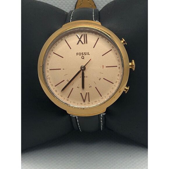 Fossil Q FTW5022 Women's Black Leather Analog Dial Wrist Hybrid Smart Watch HK18 - Picture 1 of 9